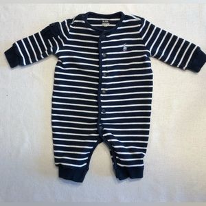 Ralph Lauren baby navy and white striped one piece outfit